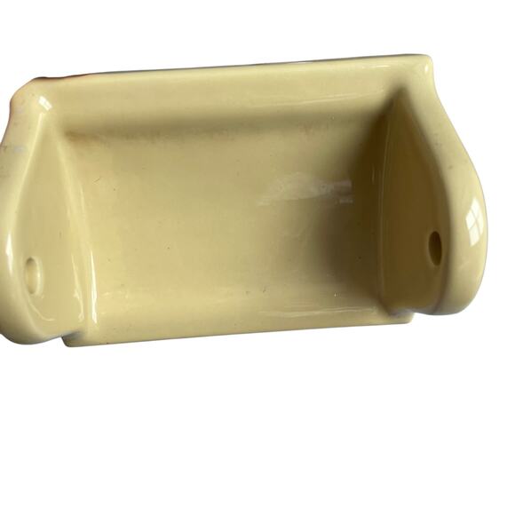 Vintage Porcelain Bathroom Fixtures Yellow Toothbrush Mount Toilet Paper MCM - Picture 3 of 16